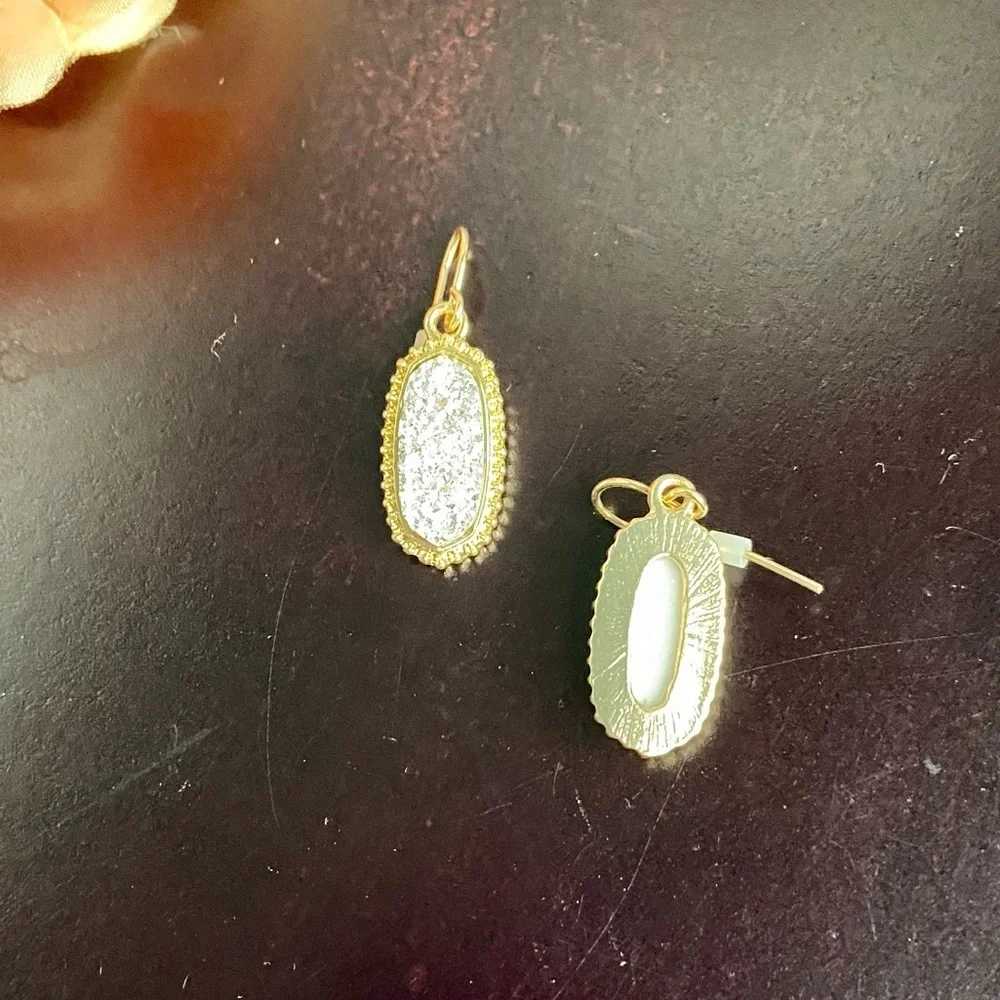 White crystal druzy drop earrings